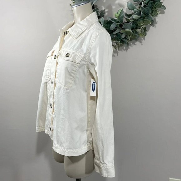 NWT Old Navy Button Front Shirt Jacket Off White S - Picture 5 of 16